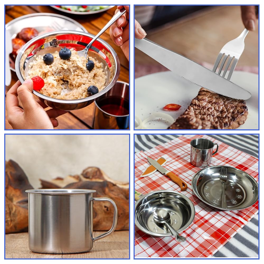 Набор столовых приборов Gobesty Camping 7 предметов Stainless Steel с ножом, вилкой, ложкой и сумкой для походов, фото №6