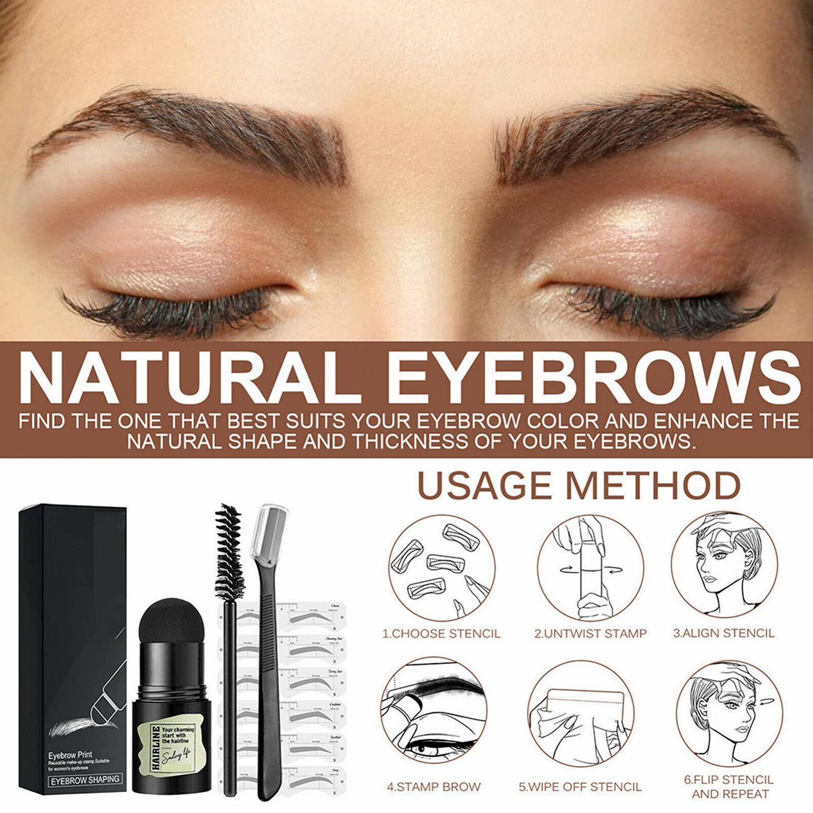 Набір для брів Stamp Eyebrow Shaping One Step Hairline Eyebrow Powder Kit Довготривала пудра для брів (Dark Brown), фото №5