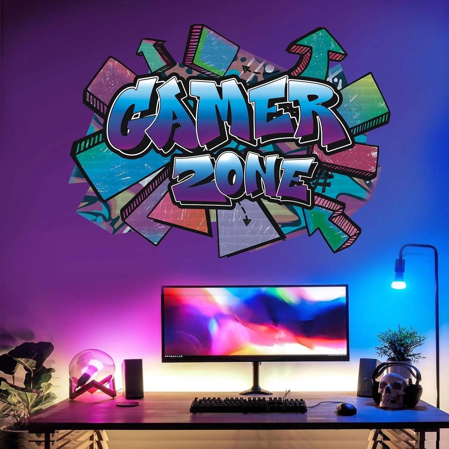 Наклейка на стіну HPNIUB Gamer Zone Grafitti Black, фото №2 Наклейка на стіну HPNIUB Gamer Zone Grafitti Black, фото №2