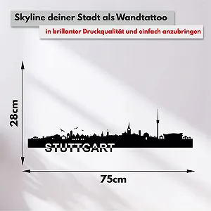 Наклейка на стіну YX038 Cities Skyline Germany Stuttgart Чорна 110 см synthetic.ua - Фото 1