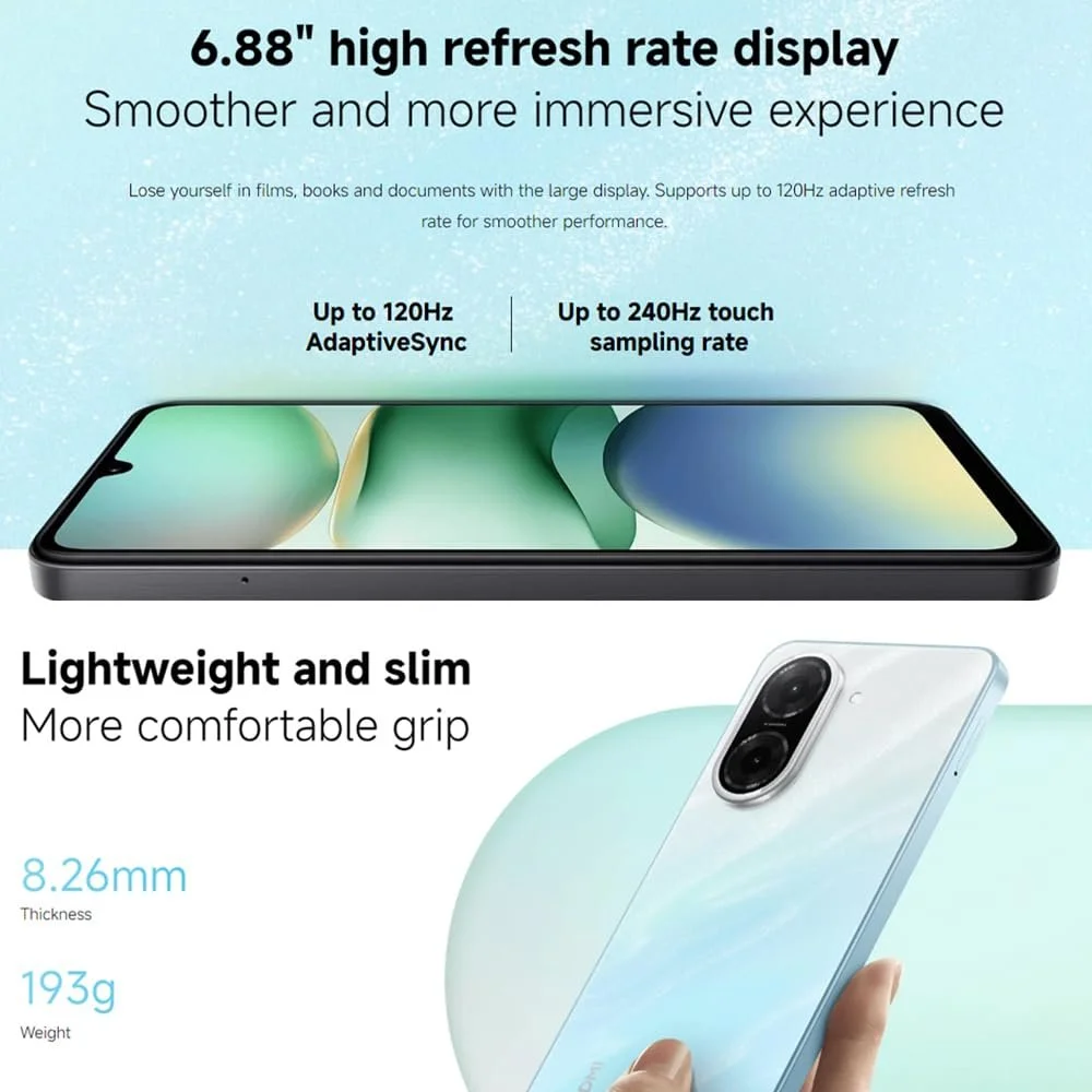 Смартфон Xiaomi Redmi A5 4G 4 ГБ + 128 ГБ 6.88" 120 Гц 32 МП 5200 мАч Черный, фото №3 Смартфон Xiaomi Redmi A5 4G 4 ГБ + 128 ГБ 6.88" 120 Гц 32 МП 5200 мАч Черный, фото №3