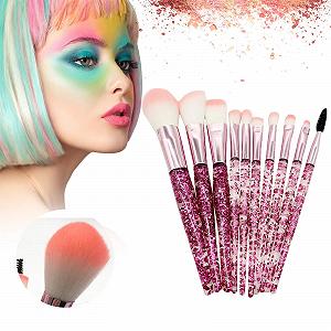 Набор кистей для макияжа Rumity Beauty, 10 шт, кисть для основы, кисть для румян, кисть для теней, кисть для губ, кисть для носа, кисть для подводки глаз, кисть для бровей, розовый synthetic.ua - Фото 1