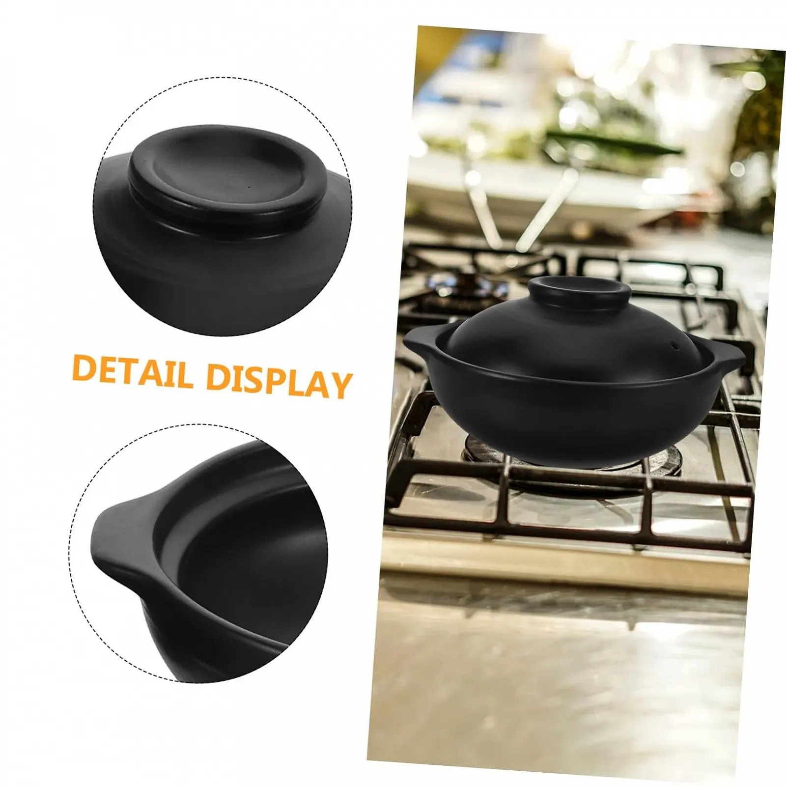 Кастрюля для супа SOLUSTRE керамическая с крышкой термостойкая антипригарная против трещин, фото №3