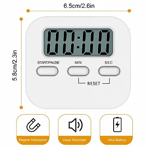 Кухонный таймер NIAGUOJI Digital Kitchen Timer с большим ЖК-дисплеем белый цена на synthetic.ua - Фото 1 Кухонный таймер NIAGUOJI Digital Kitchen Timer с большим ЖК-дисплеем белый synthetic.ua - Фото 1