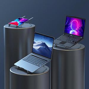 Регульована Підставка для Ноутбука 10-17,3 дюймів Алюмінієва з 5 Кутами Регулювання Подушка Силіконова Підкладка synthetic.ua - Фото 1