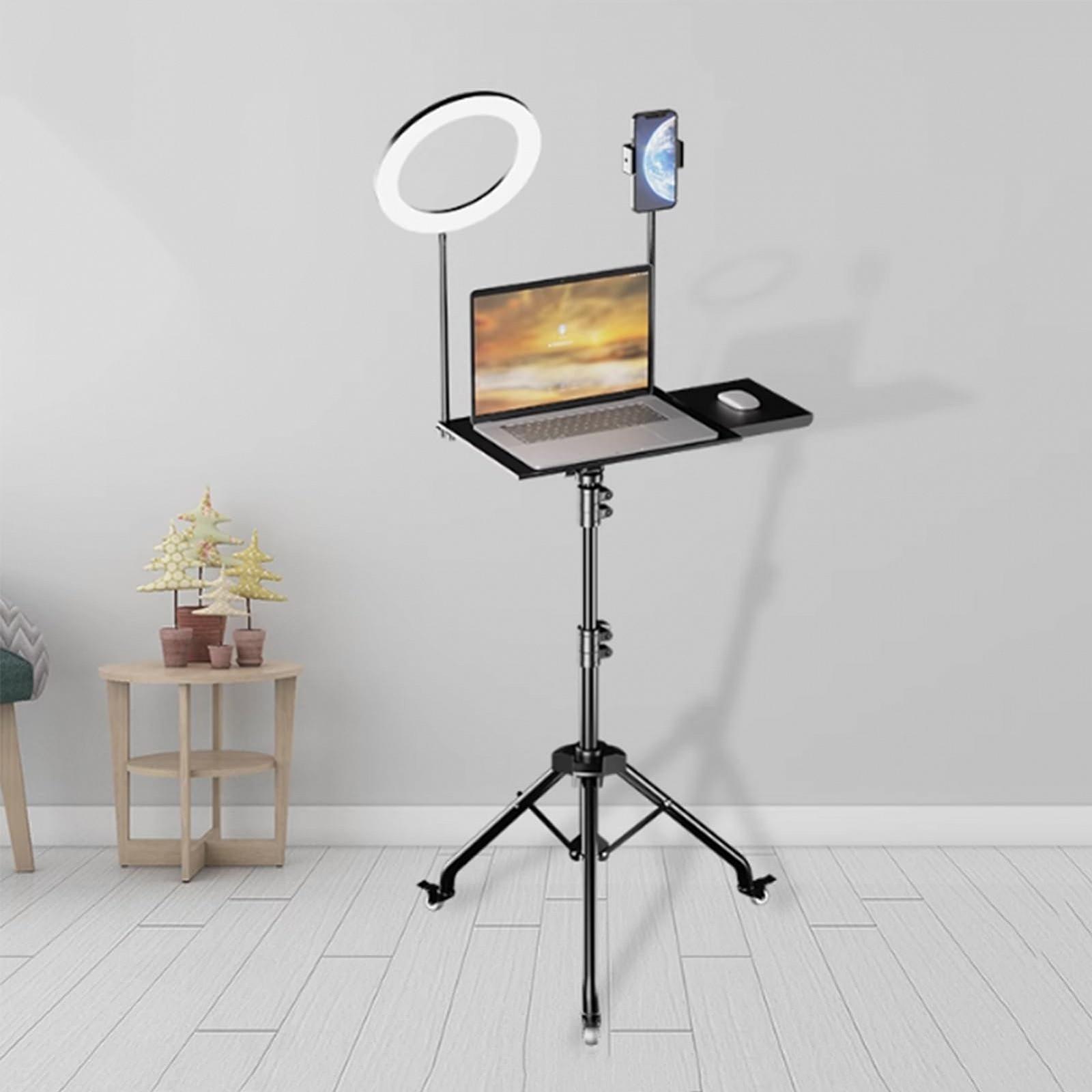 Напольная стойка для ноутбука из алюминиевого сплава, регулируемый штатив на роликах, для дома, офиса, улицы, высокая грузоподъемность, фото №7