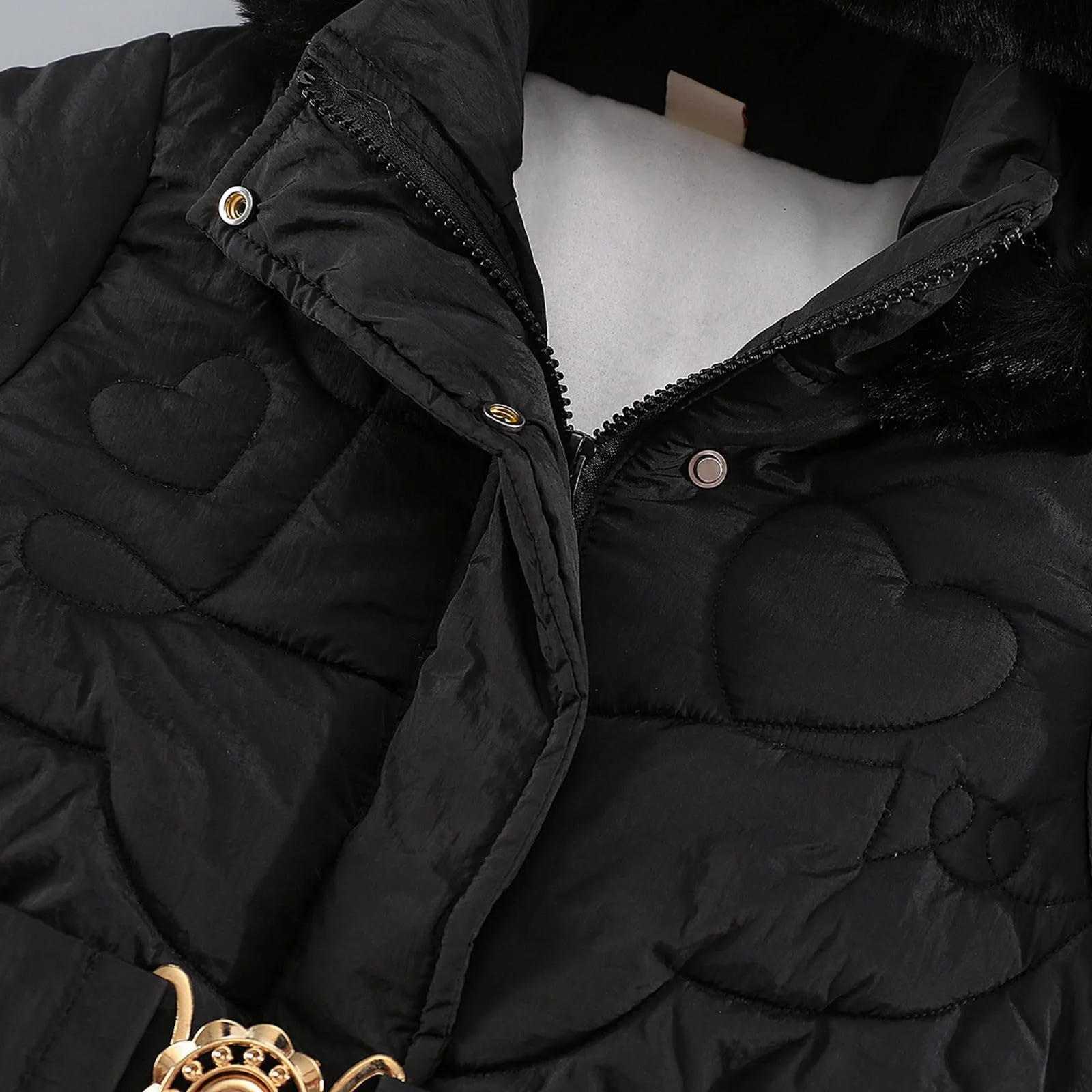 Зимняя куртка для девочек, элегантное теплое утолщенное пальто, зимняя парка, ветрозащитная куртка на подкладке с меховым капюшоном и длинными рукавами, фото №6