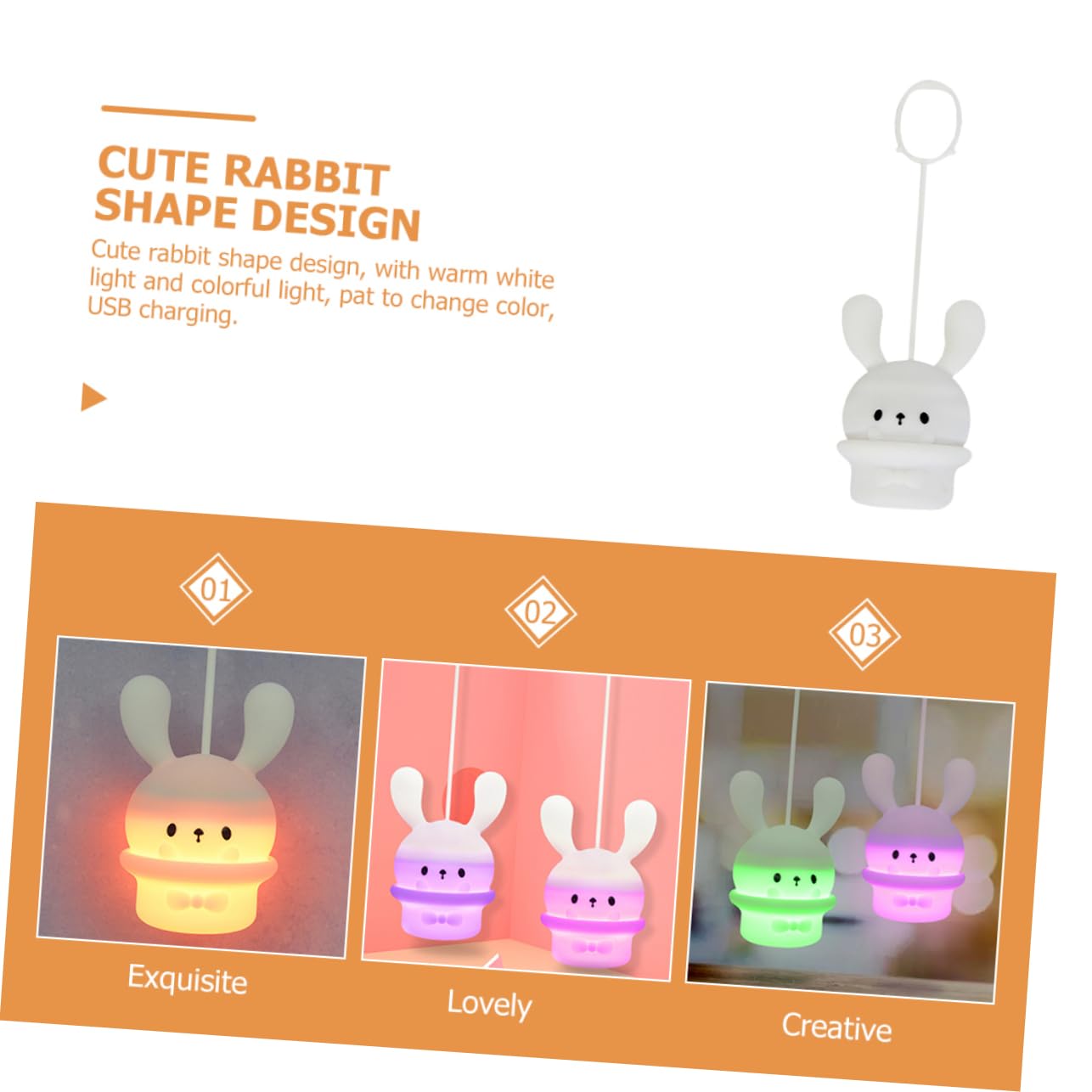 Лампа OSALADI Longear Rabbit из силикона Белый, фото №5