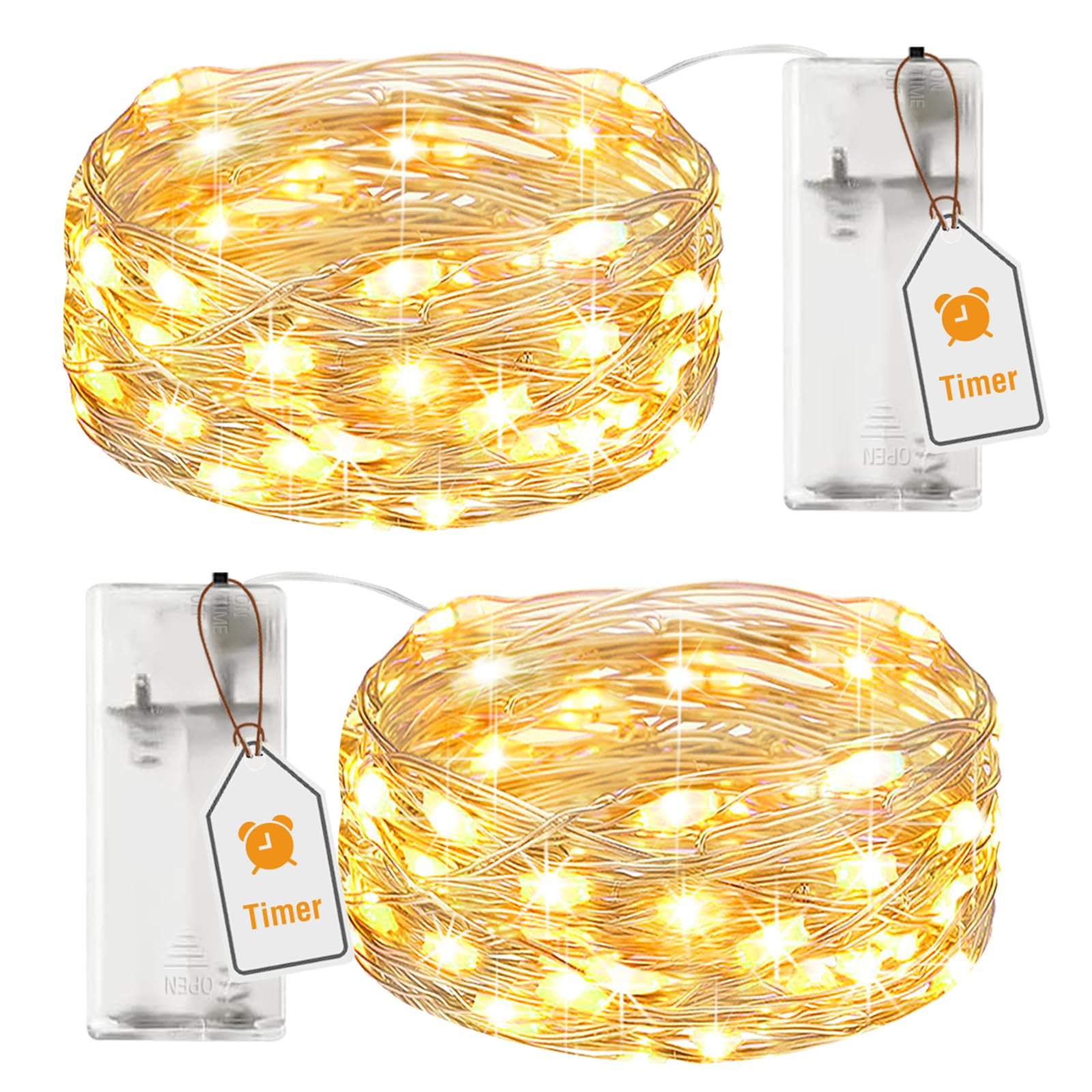 Гірлянда btfarm Фея, 2 м, 20 LED, Срібний дріт, Теплий білий, 2 шт, фото №1