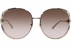 Женские солнцезащитные очки Gucci, золото-золотой-коричневый. synthetic.ua - Фото 1