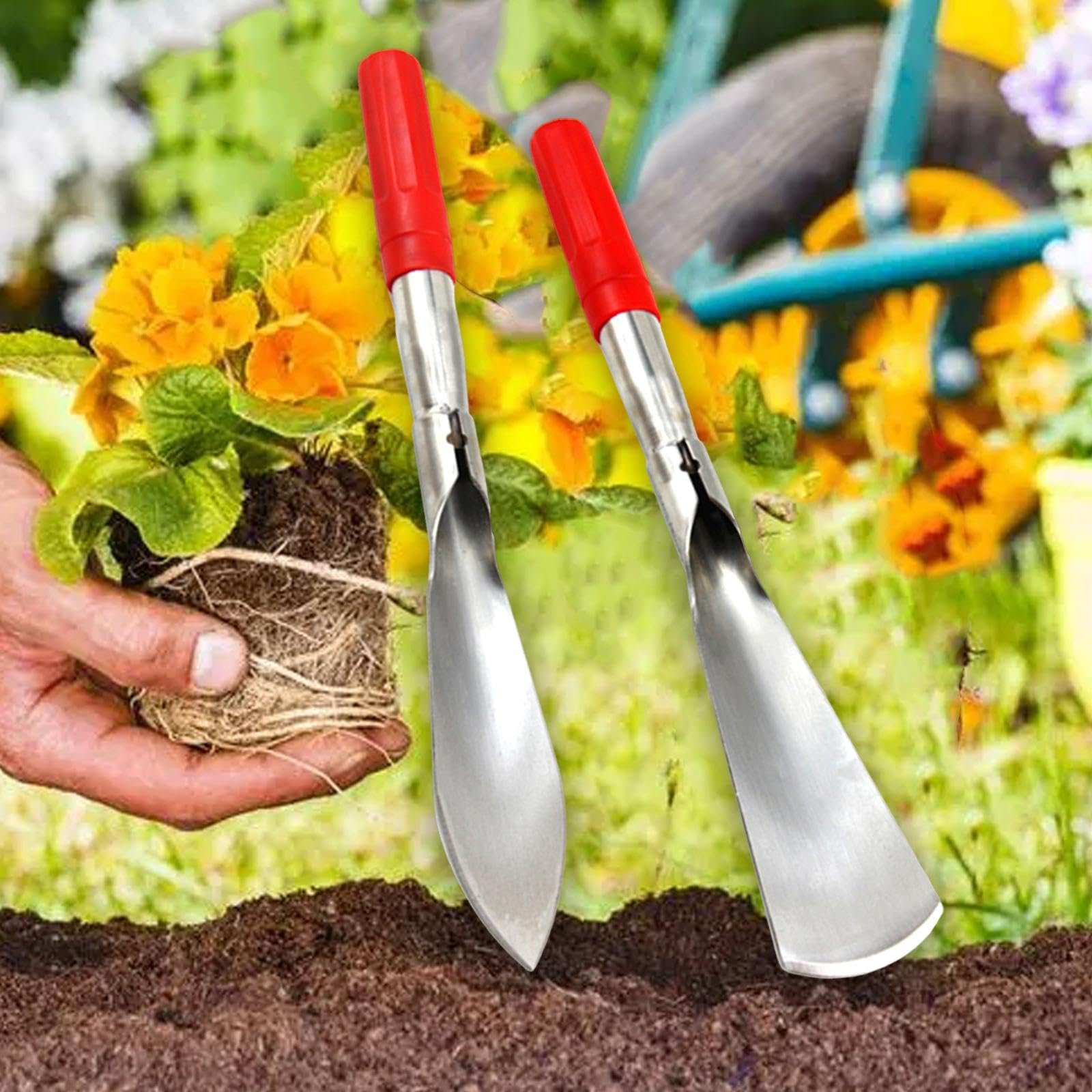 Лопата совковая ручной Rockible, садовый, с эргономичной ручкой, прочный, для посадки, копания, фото №4