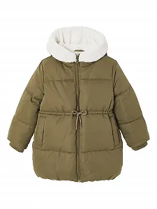 Стёганая куртка для девочек Vertbaudet с капюшоном и переработанным наполнителем - Фото 1