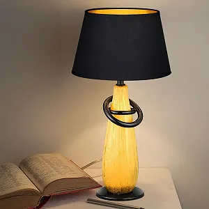 Настільна лампа etc-shop Retro Ceramic Fabric E14 20 х 38 см чорна золотиста synthetic.ua - Фото 1