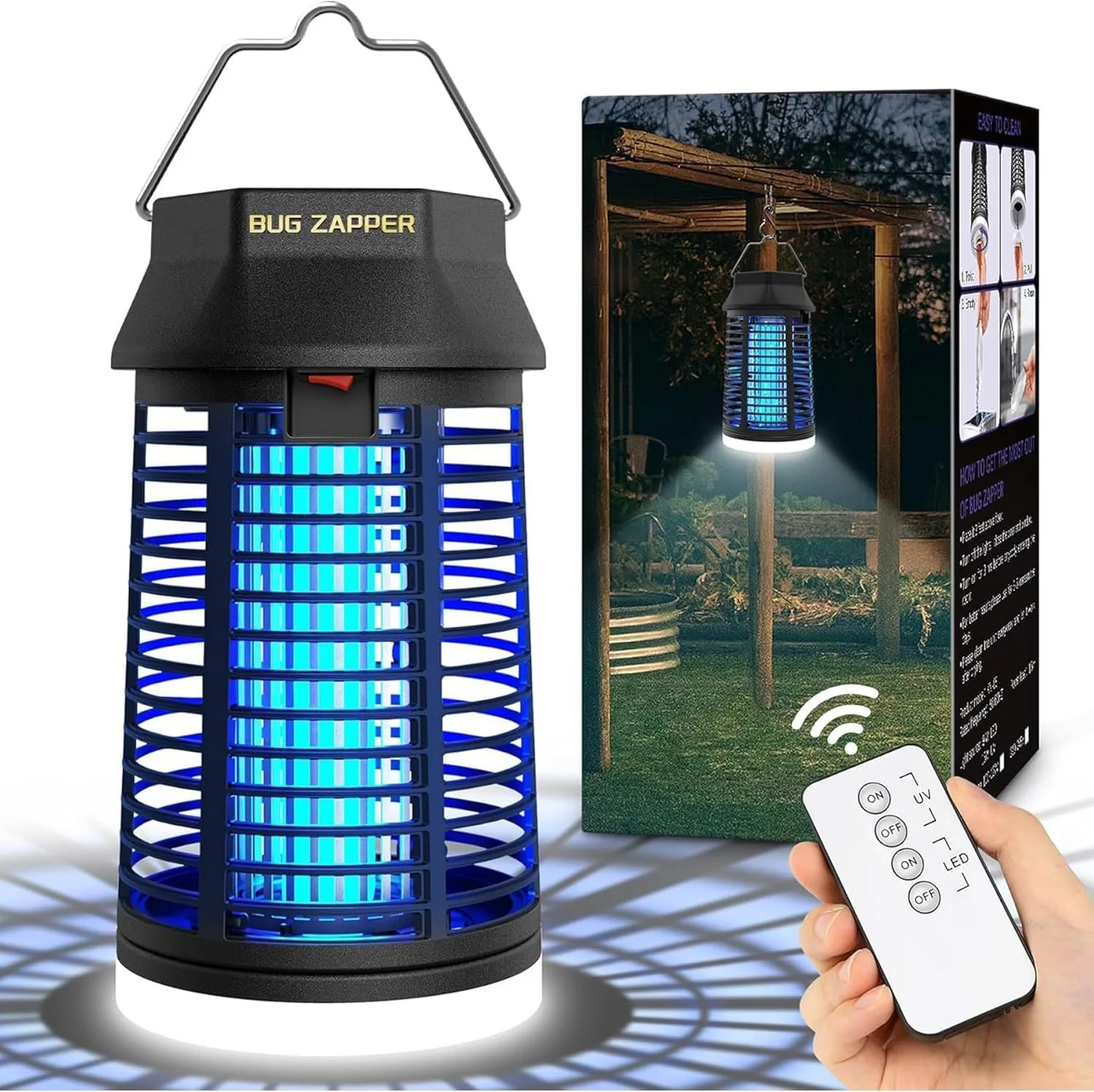 Електричний знищувач комах 4200 V 15 W УФ IPX4 з дистанційним керуванням, фото №1