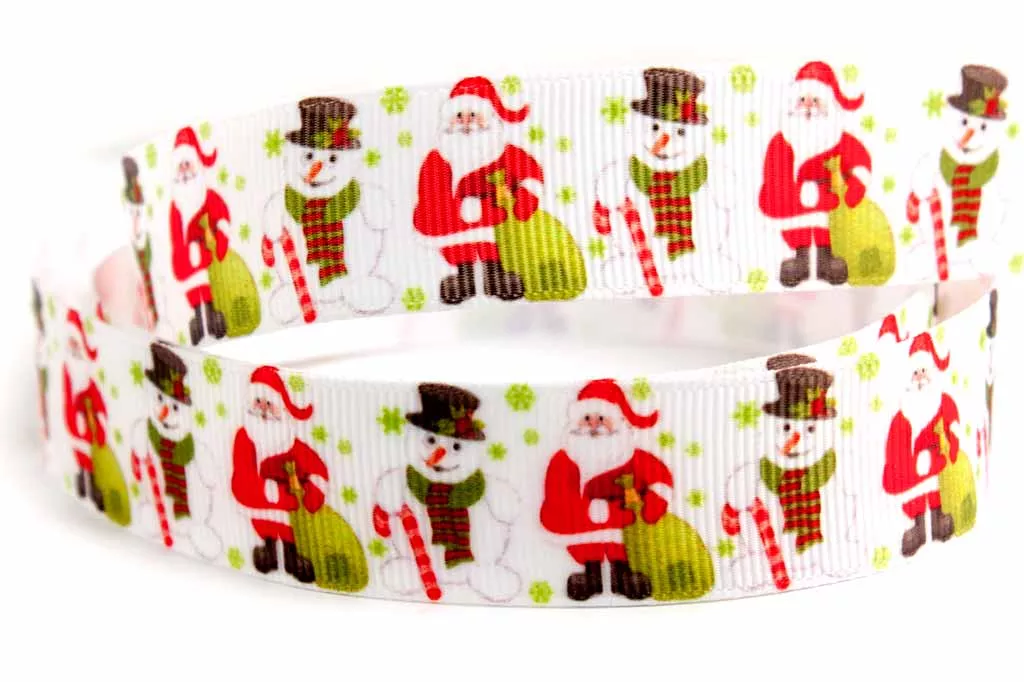Лента репсовая Лентомания 22мм белая с дедом морозом и снеговиком GRSGRN22WHTSNWMNSNT, фото №1 Лента репсовая Лентомания 22мм белая с дедом морозом и снеговиком GRSGRN22WHTSNWMNSNT, фото №1