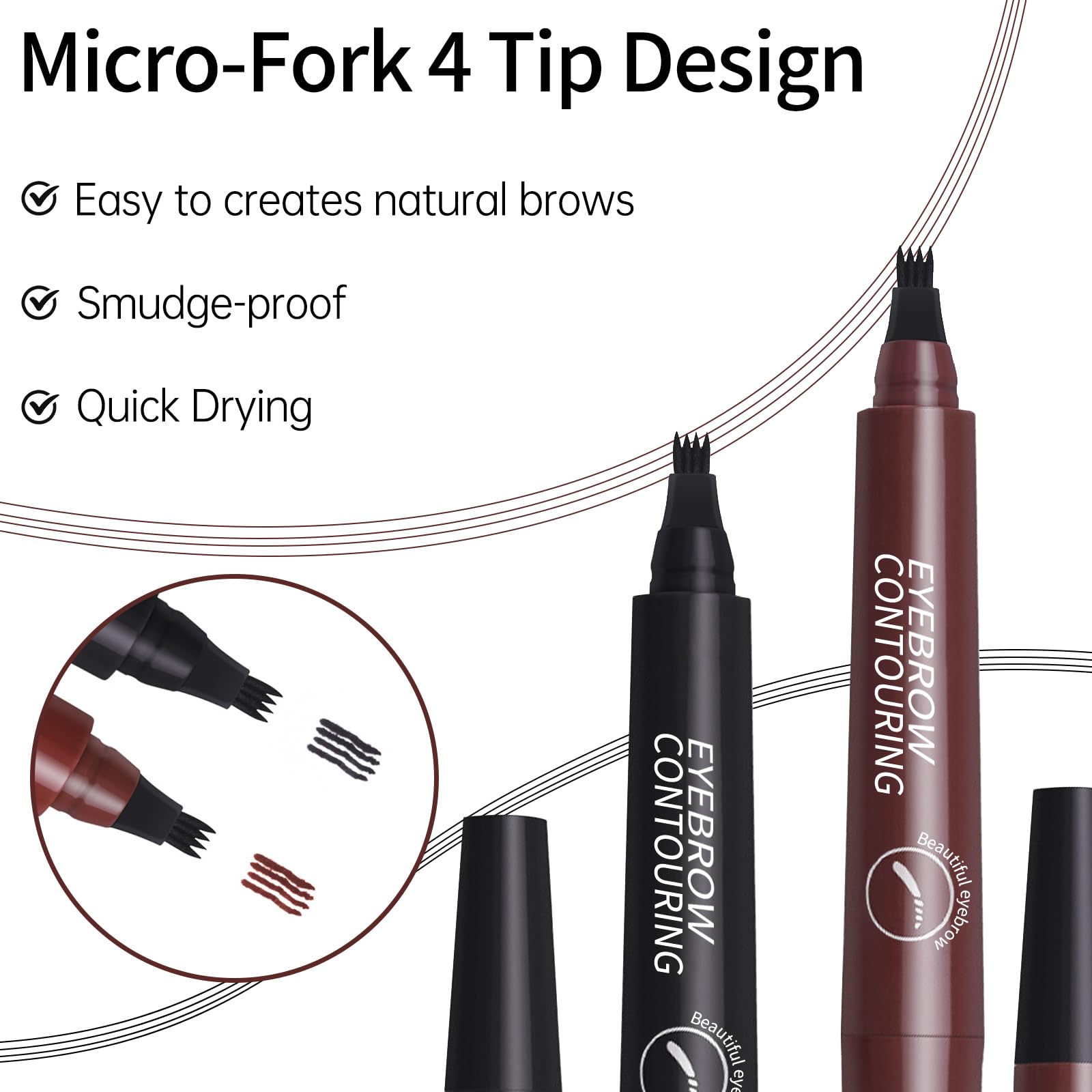 Олівець для брів Erinde Waterproof Microblading 3D 4 Micro Fork Magic Light Brown, фото №3