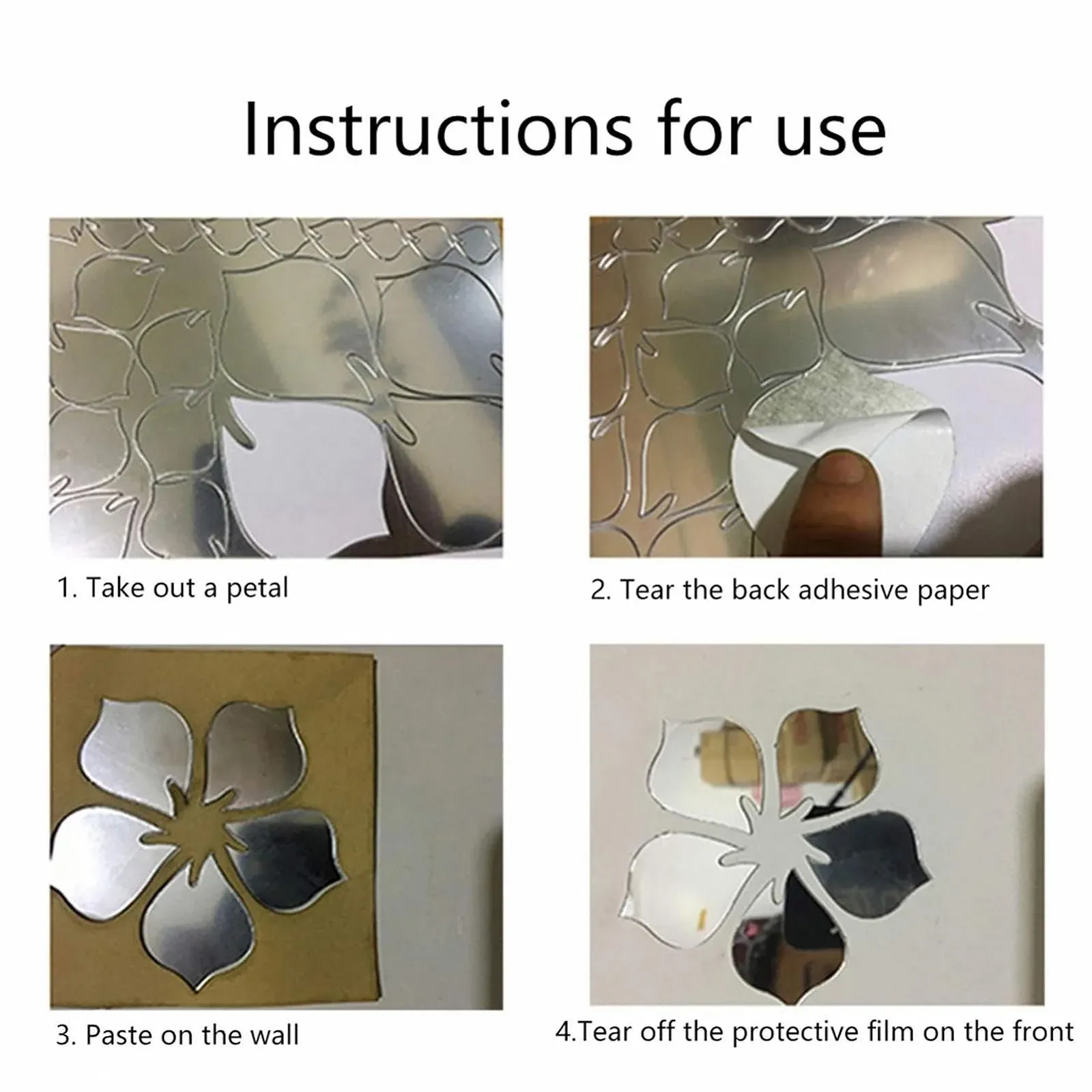 Наклейки на стіну Flower Mirror Квіткове дзеркало самоклеючі 18 шт. Creative Mirror Stickers, фото №6