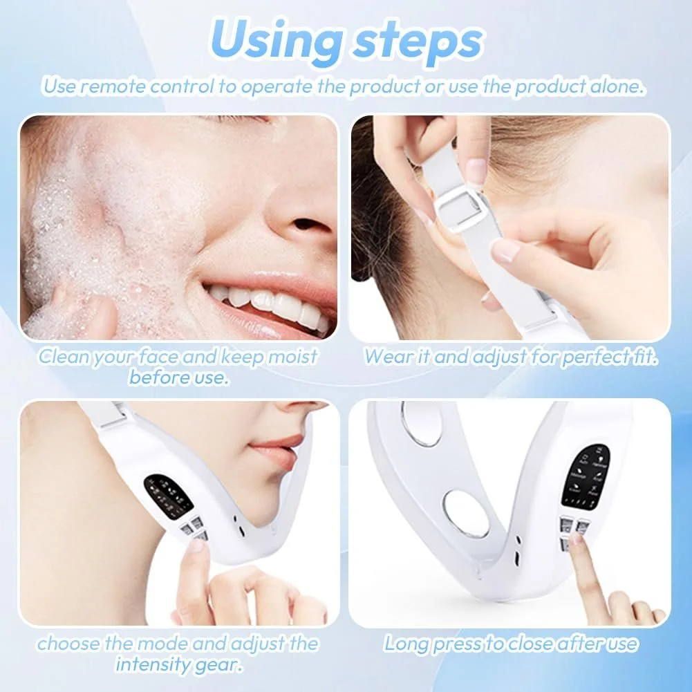Масажер для обличчя V-Face Електричний EMS 6 режимів 18 рівнів інтенсивності 5 кольорів Пульт дистанційного керування, фото №6