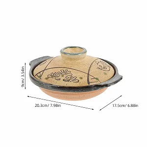 Японська керамічна каструля-жаровня BESPORTBLE 18 см з кришкою жароміцна енергоощадна для плити synthetic.ua - Фото 1