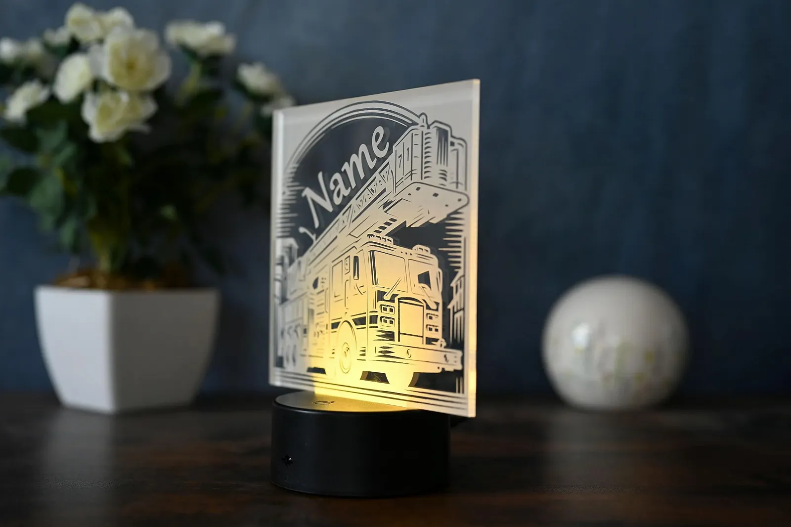 Настольная светодиодная лампа Personalised Fire Brigade Car, фото №4