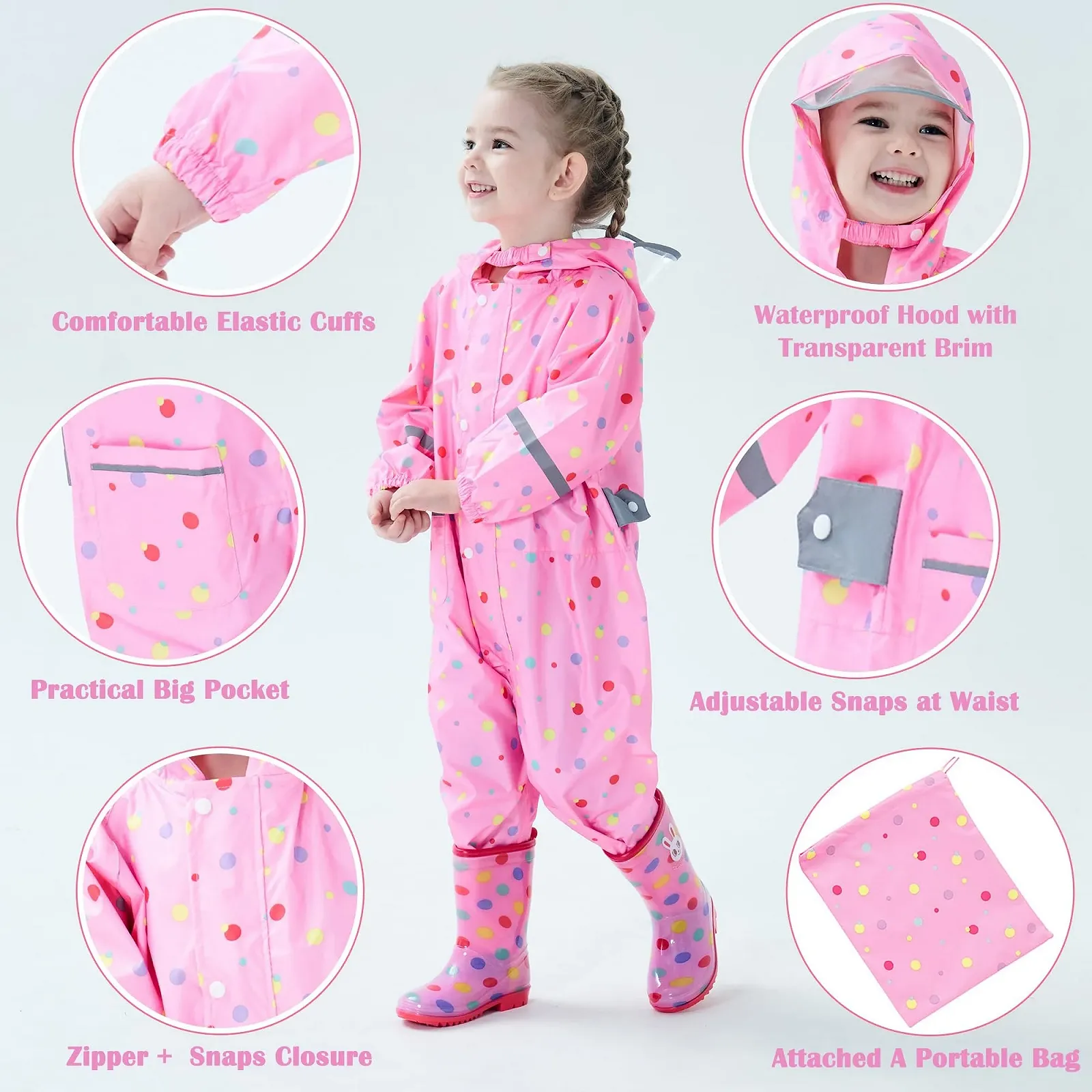 Дитячий дощовик для хлопчиків і дівчаток Водонепроникний дощовий комбінезон, фото №3 Дитячий дощовик для хлопчиків і дівчаток Водонепроникний дощовий комбінезон, фото №3