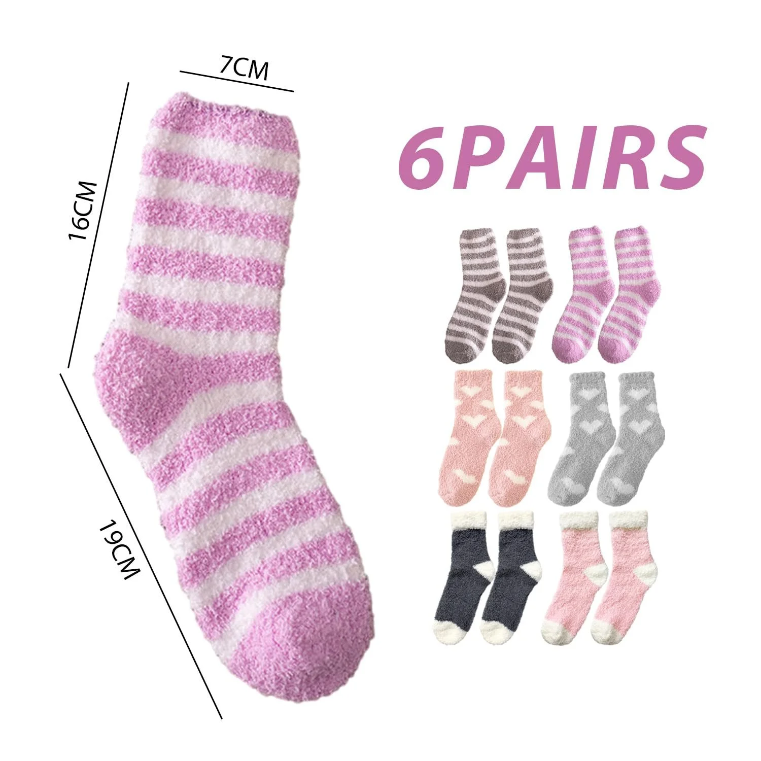 6 пар Пушистых Зимних Плюшевых Носков, Милые Женские Термоноски, Конфетные Утолщенные Носки для Сна, Носки для Пола средней длины (6 моделей), цвет, фото №2 6 пар Пушистых Зимних Плюшевых Носков, Милые Женские Термоноски, Конфетные Утолщенные Носки для Сна, Носки для Пола средней длины (6 моделей), цвет, фото №2