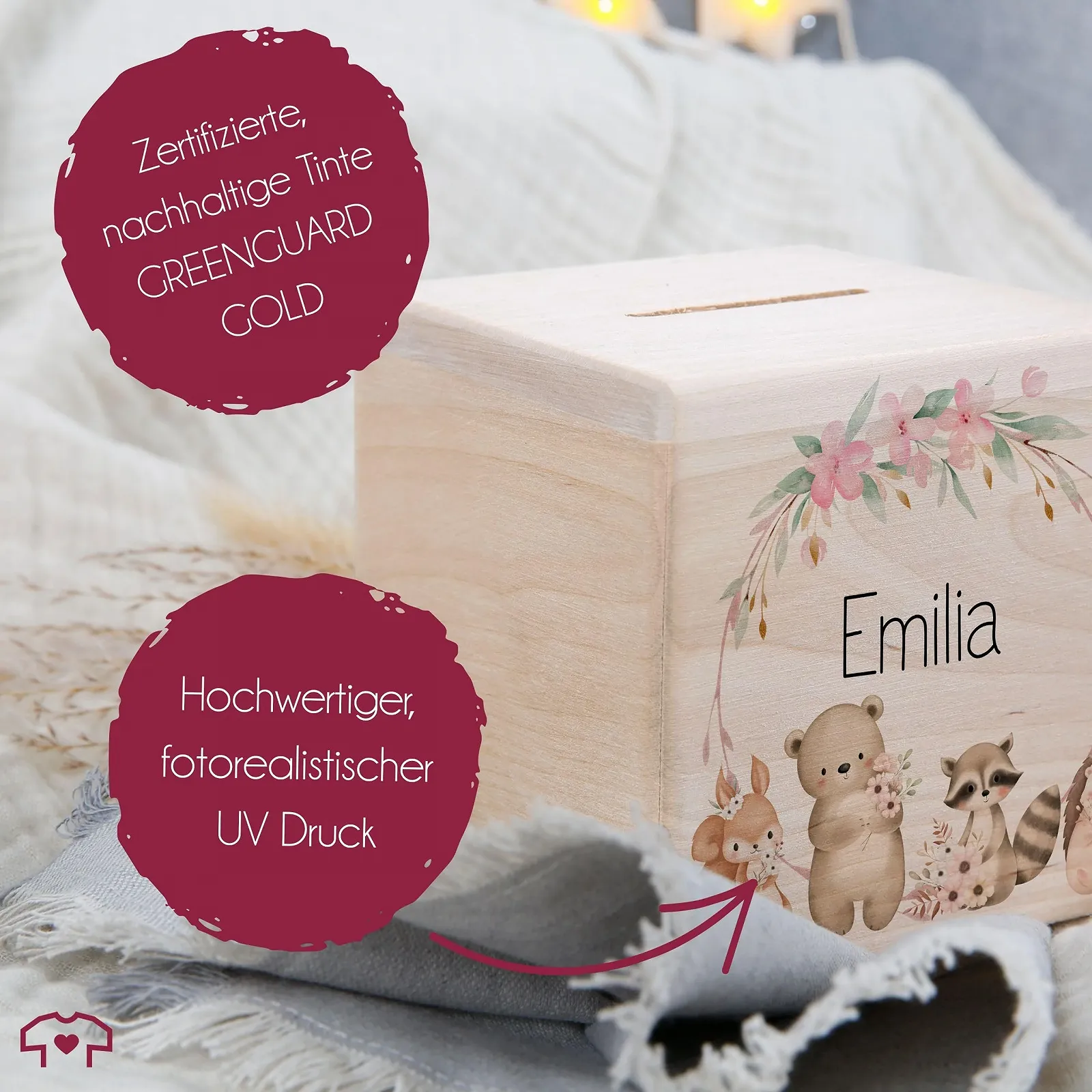 Скарбничка дерев'яна Лісові тварини Дерево, фото №5