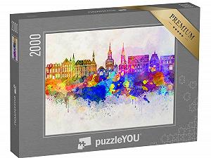 Пазл puzzleYOU Aachen Watercolour of the Aachen Skyline 2000 деталей - Фото 1