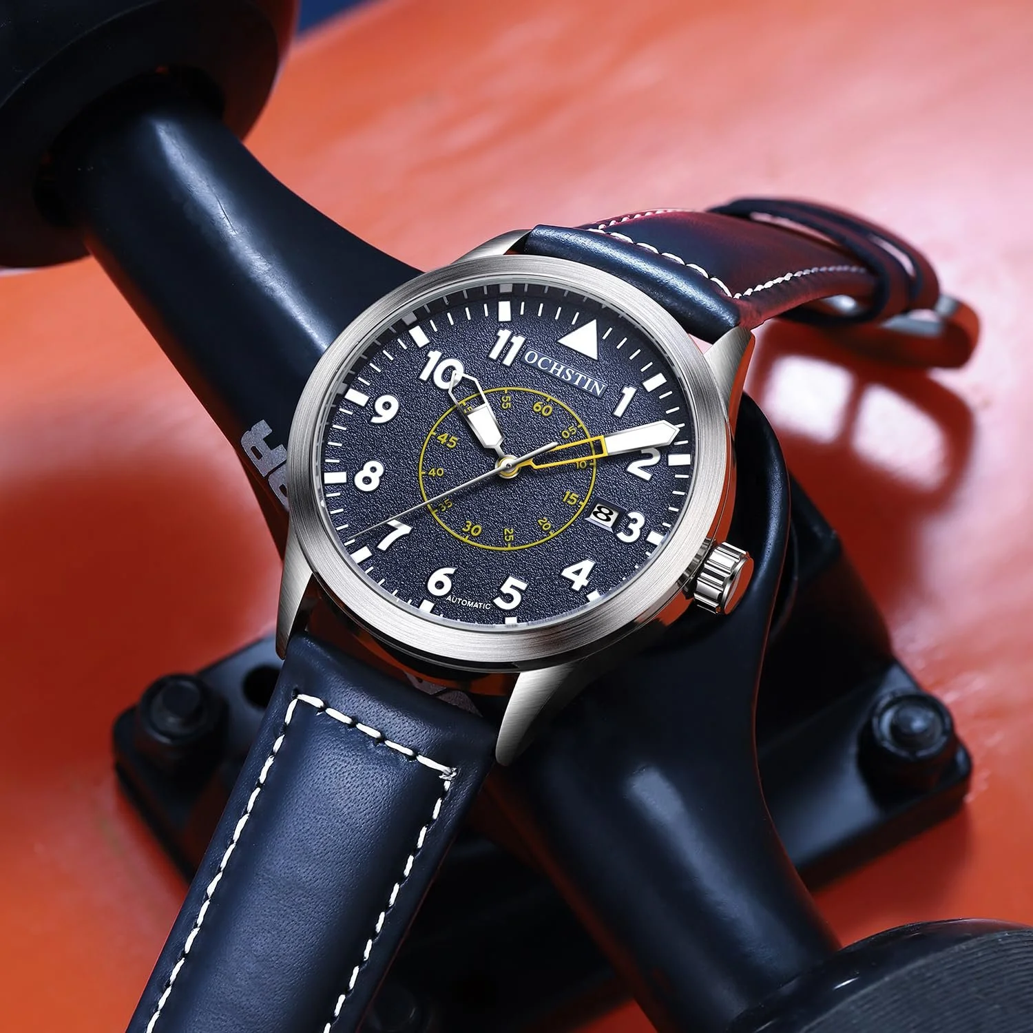 Механические Автоматические Мужские Часы с Автоподзаводом Дата Военные Спортивные Мужские Часы с Кожаным Ремешком, Ремешок из Нержавеющей Стали, фото №4 Механические Автоматические Мужские Часы с Автоподзаводом Дата Военные Спортивные Мужские Часы с Кожаным Ремешком, Ремешок из Нержавеющей Стали, фото №4