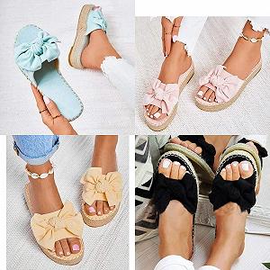 Шлепанцы CrEev Женские с бантом Летние Повседневные synthetic.ua - Фото 1