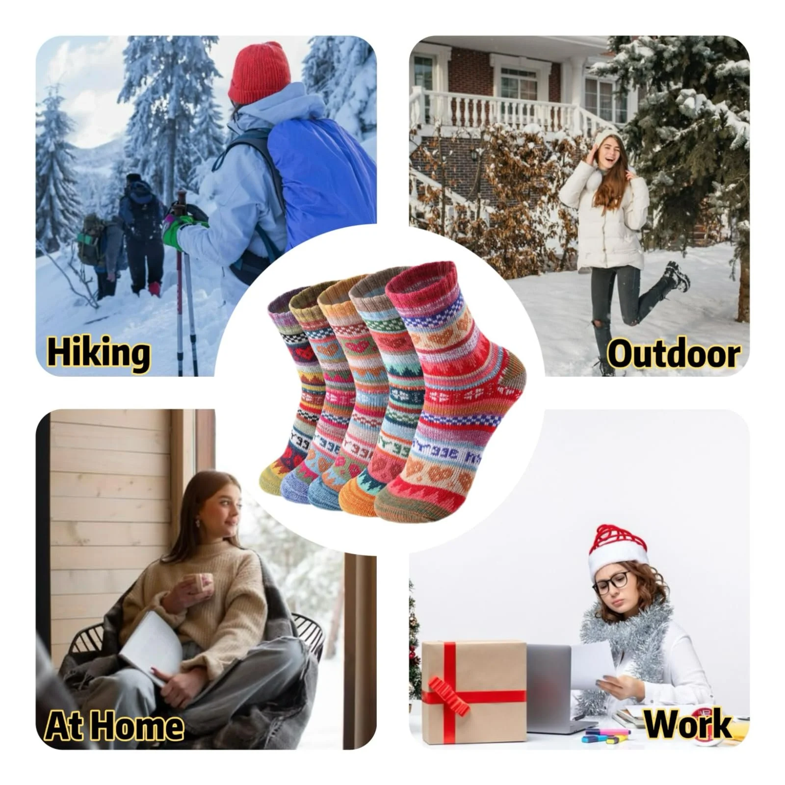 Женские зимние носки Бежевый One Size, фото №7