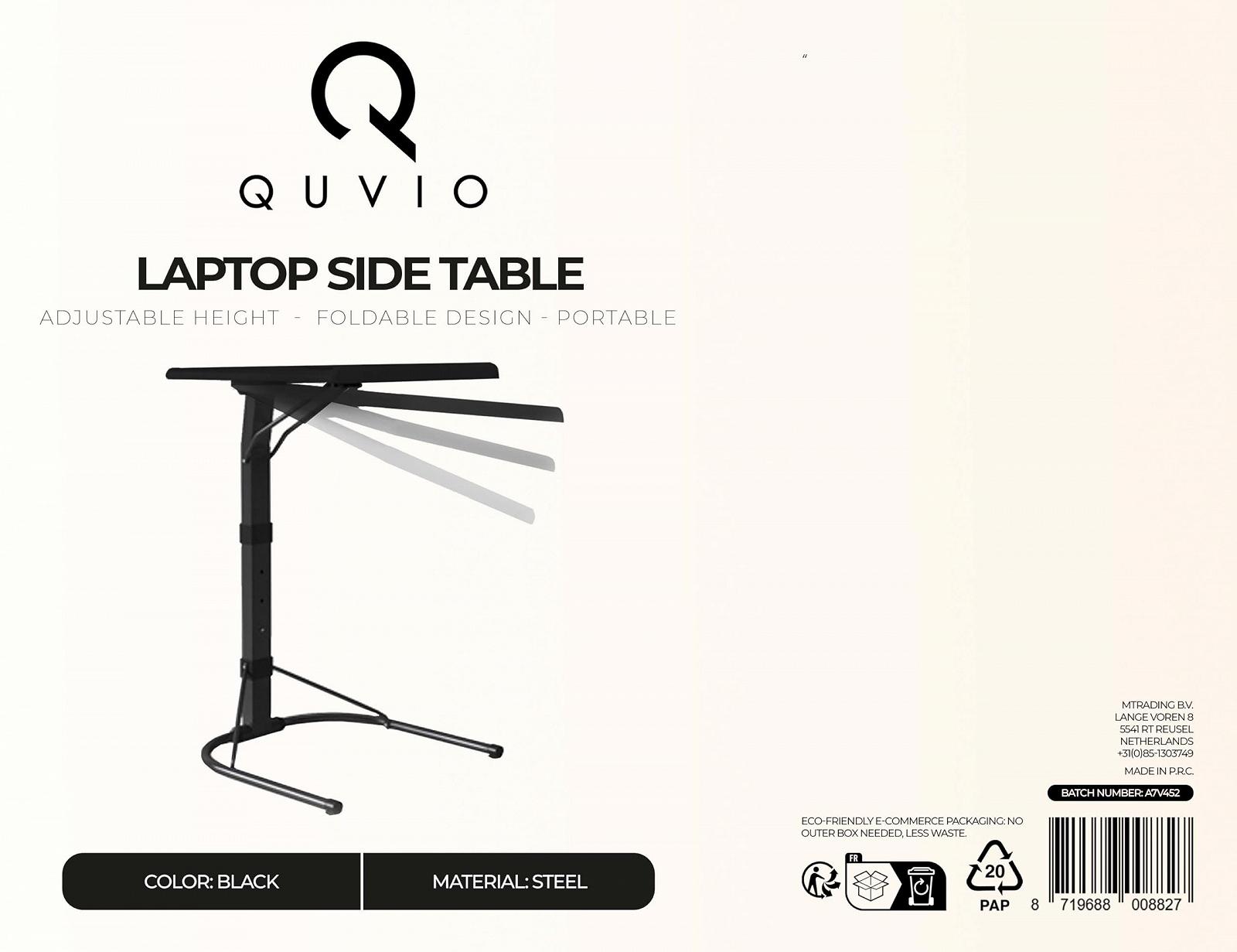 Столик для ноутбука QUVIO Регулируемый по высоте Черный, фото №5