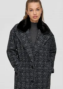 Пальто QS зі знімним плюшевим коміром synthetic.ua - Фото 1