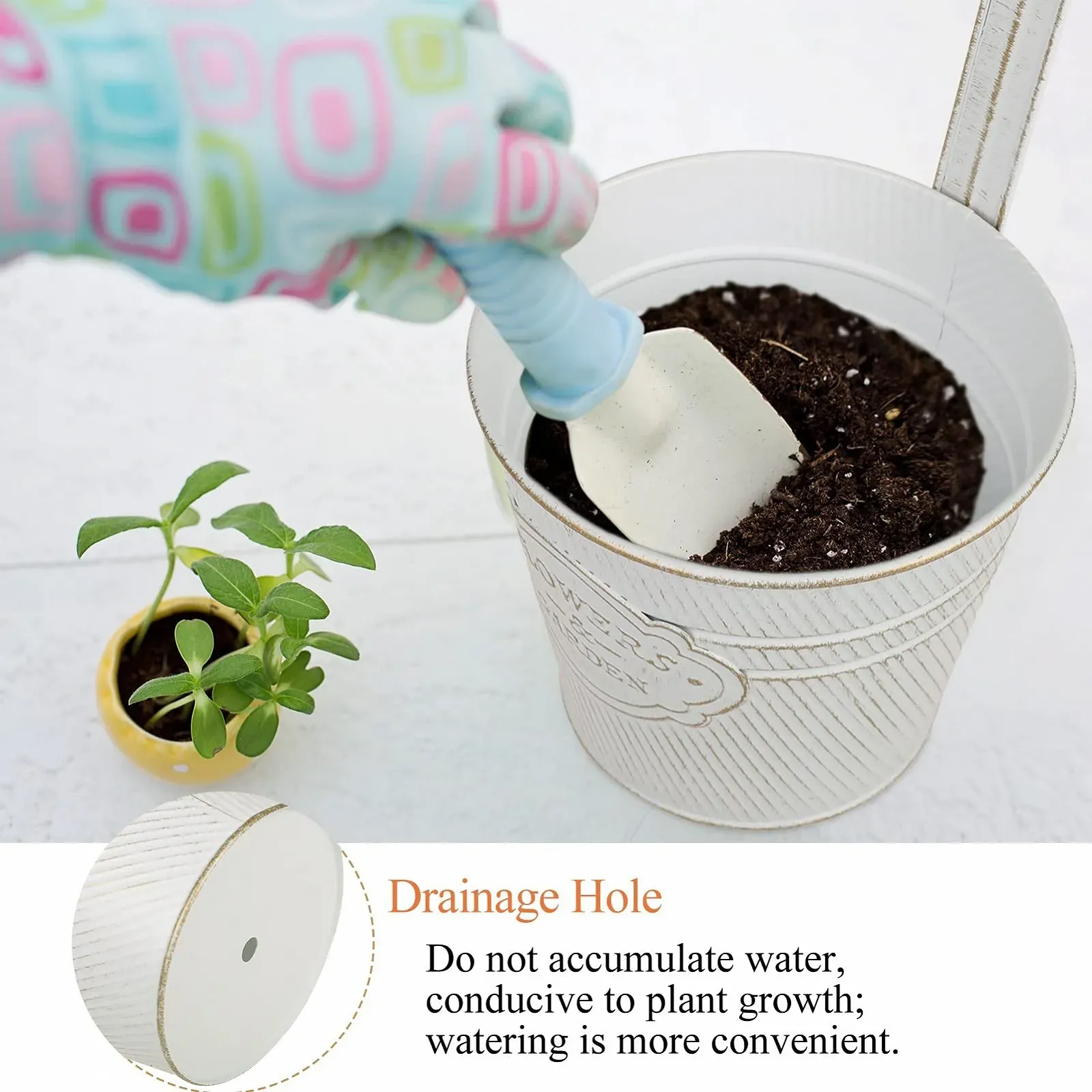 Підвісні горщики Набір 4 шт. металеві з гачком Білий, фото №4