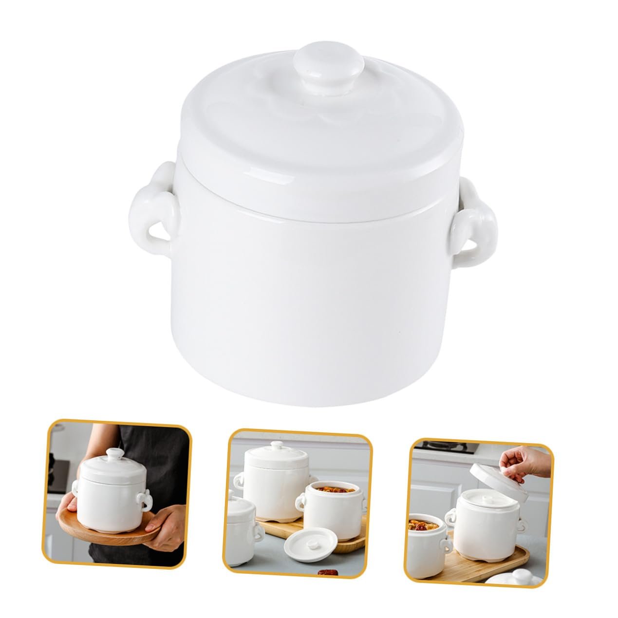 Горщик для запікання Керамічний з кришкою Термостійкий для супів та десертів Маленький, фото №2 Горщик для запікання Керамічний з кришкою Термостійкий для супів та десертів Маленький, фото №2