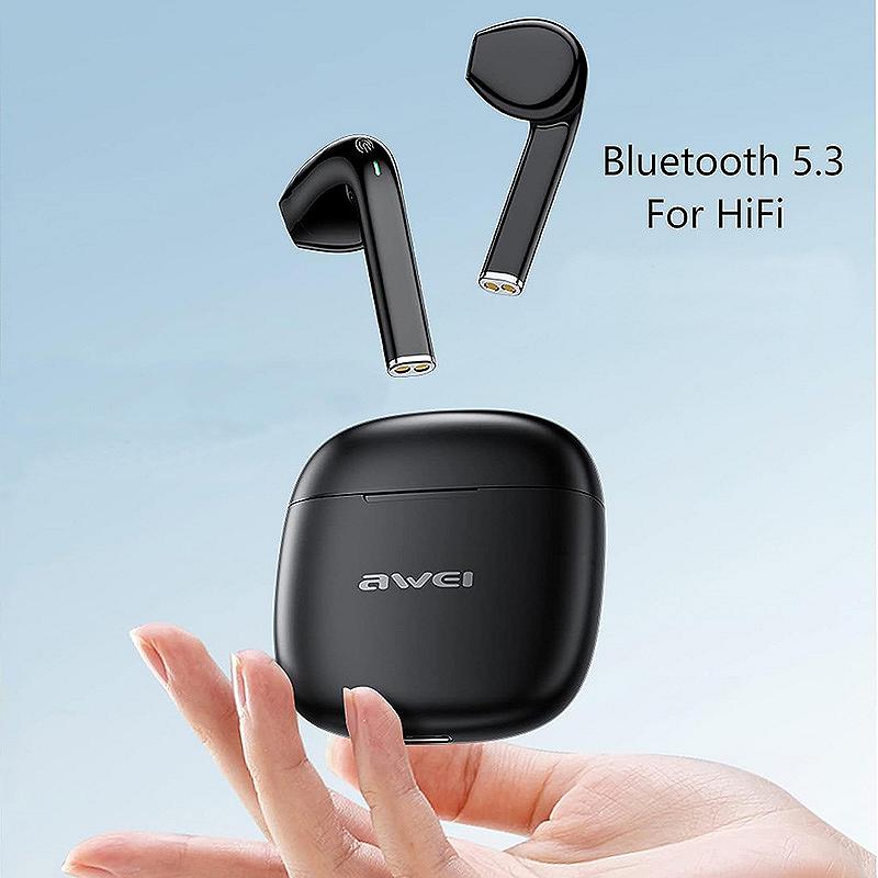 Беспроводные Bluetooth наушники Awei T26 Pro с зарядным боксом Черный, фото №5