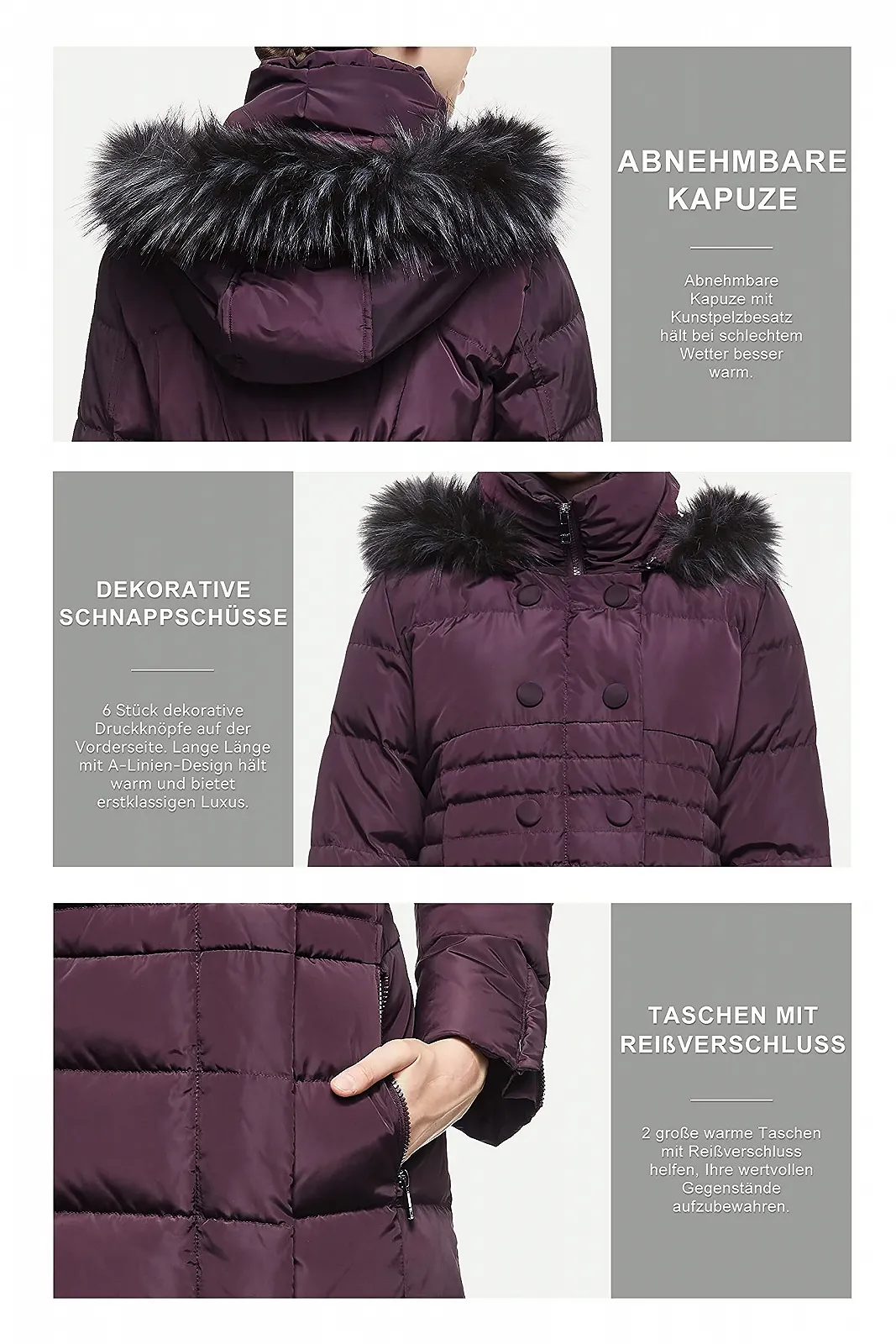 Пуховик Orolay С длинным меховым капюшоном, рукава реглан, женский, фото №5 Пуховик Orolay С длинным меховым капюшоном, рукава реглан, женский, фото №5