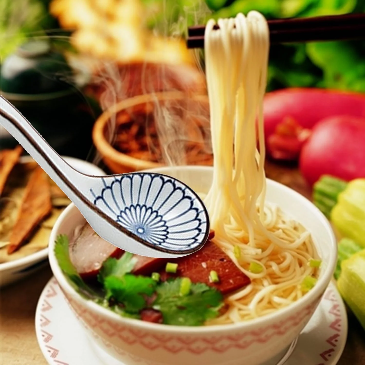 Набір супових ложок (4 шт.), керамічні азіатські, фото №5