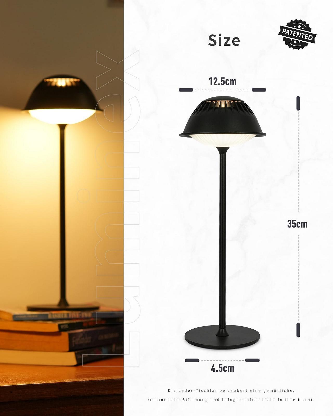 Настільна лампа LuminexDesigns Ретро акумуляторна 2 шт. Чорний, фото №9