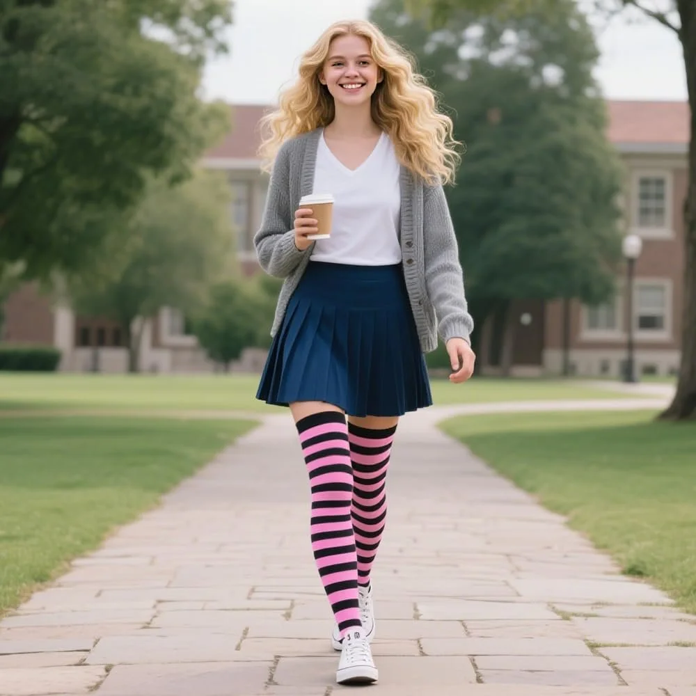 Шкарпетки DRESHOW Високі вище коліна, смугасті, фото №5