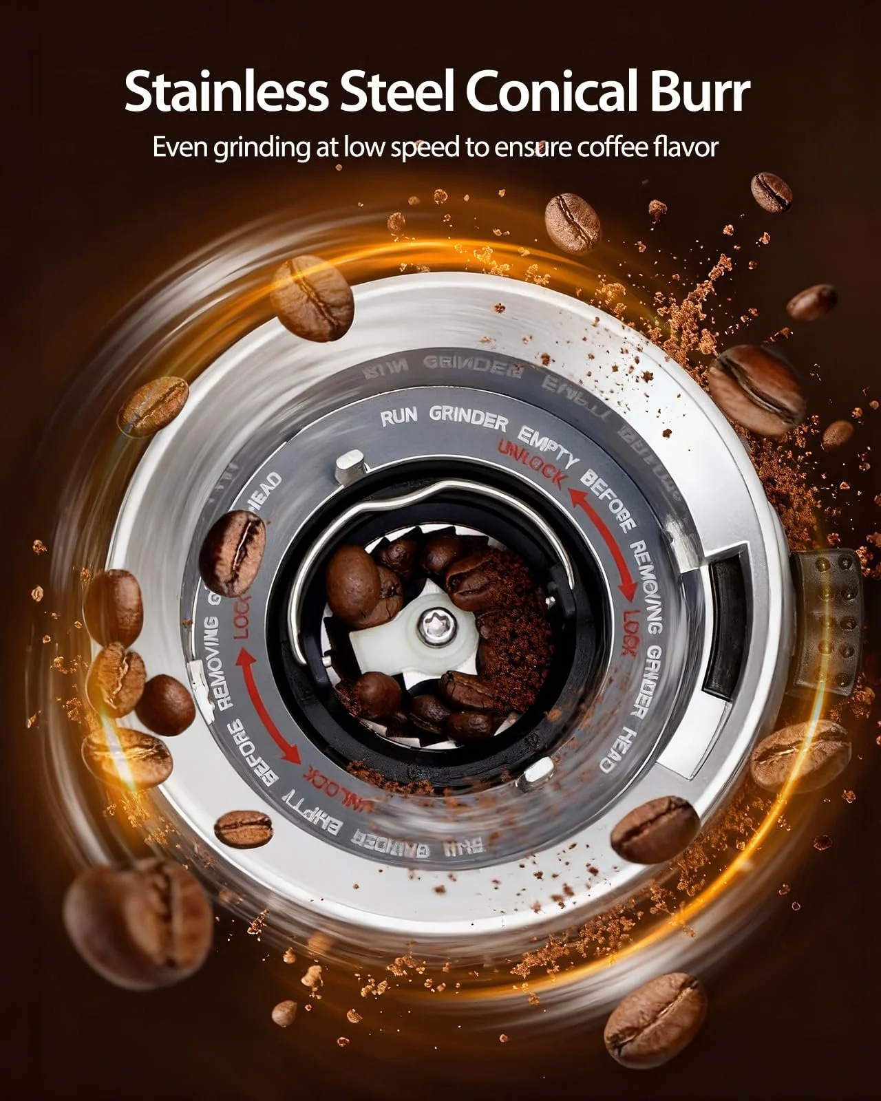 Кавомолка Aigostar Electric, конічна, 52 налаштування помелу, срібляста, фото №3