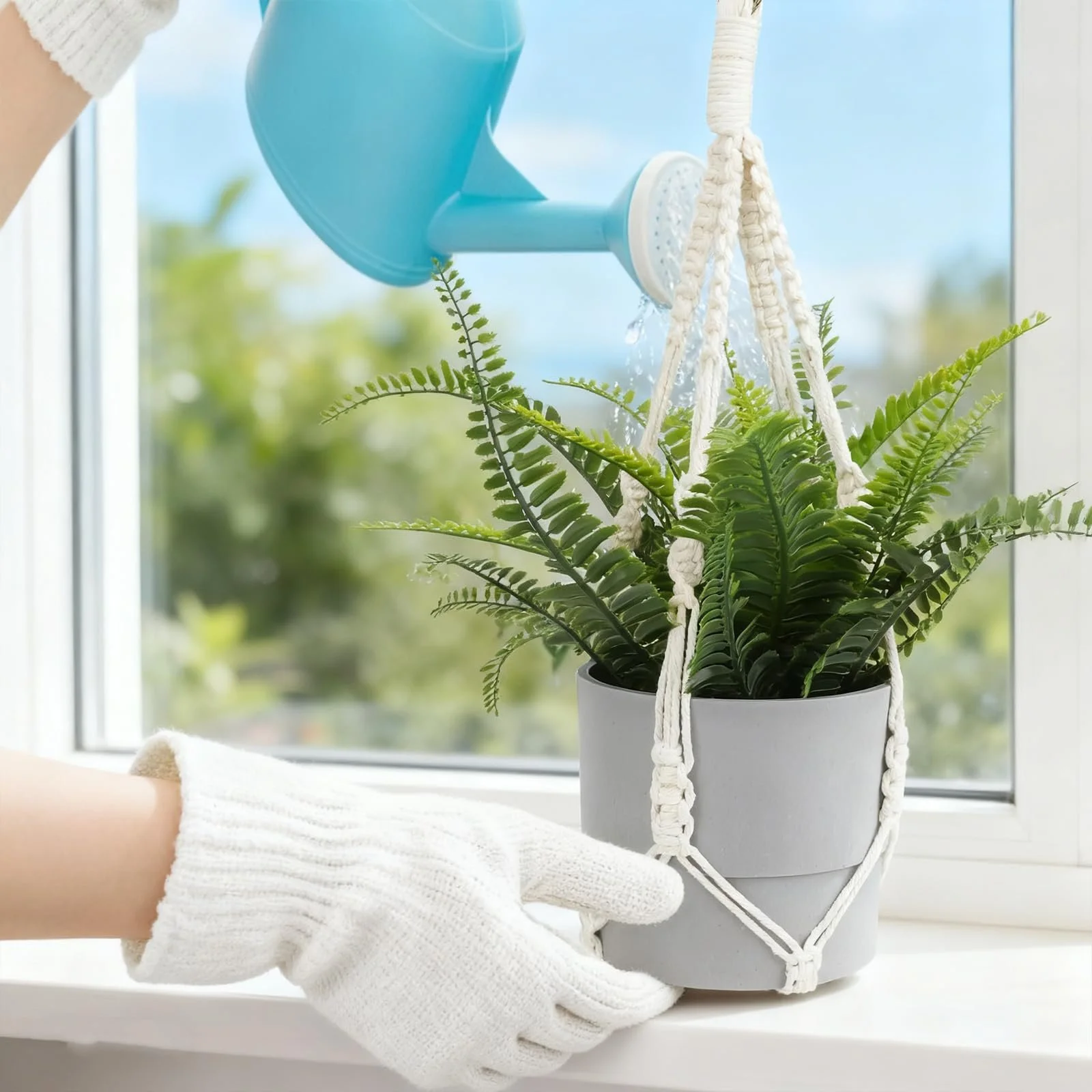 Підвісне кашпо макраме Pack of 2 з металевим кільцем та гачками 50 см, фото №6 Підвісне кашпо макраме Pack of 2 з металевим кільцем та гачками 50 см, фото №6