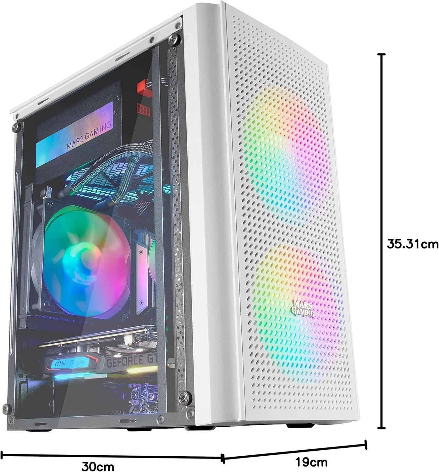Ігровий корпус для ПК MARSGAMING Mini Tower Micro ATX Mars Gaming MC300 RGB з панеллю та вітринним корпусом A9 Білий, фото №7 Ігровий корпус для ПК MARSGAMING Mini Tower Micro ATX Mars Gaming MC300 RGB з панеллю та вітринним корпусом A9 Білий, фото №7