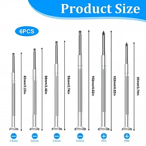 Набір інструментів для годинників 6 предметів Precision Phillips/Slotted 82 мм-102 мм з поворотною головкою synthetic.ua - Фото 1