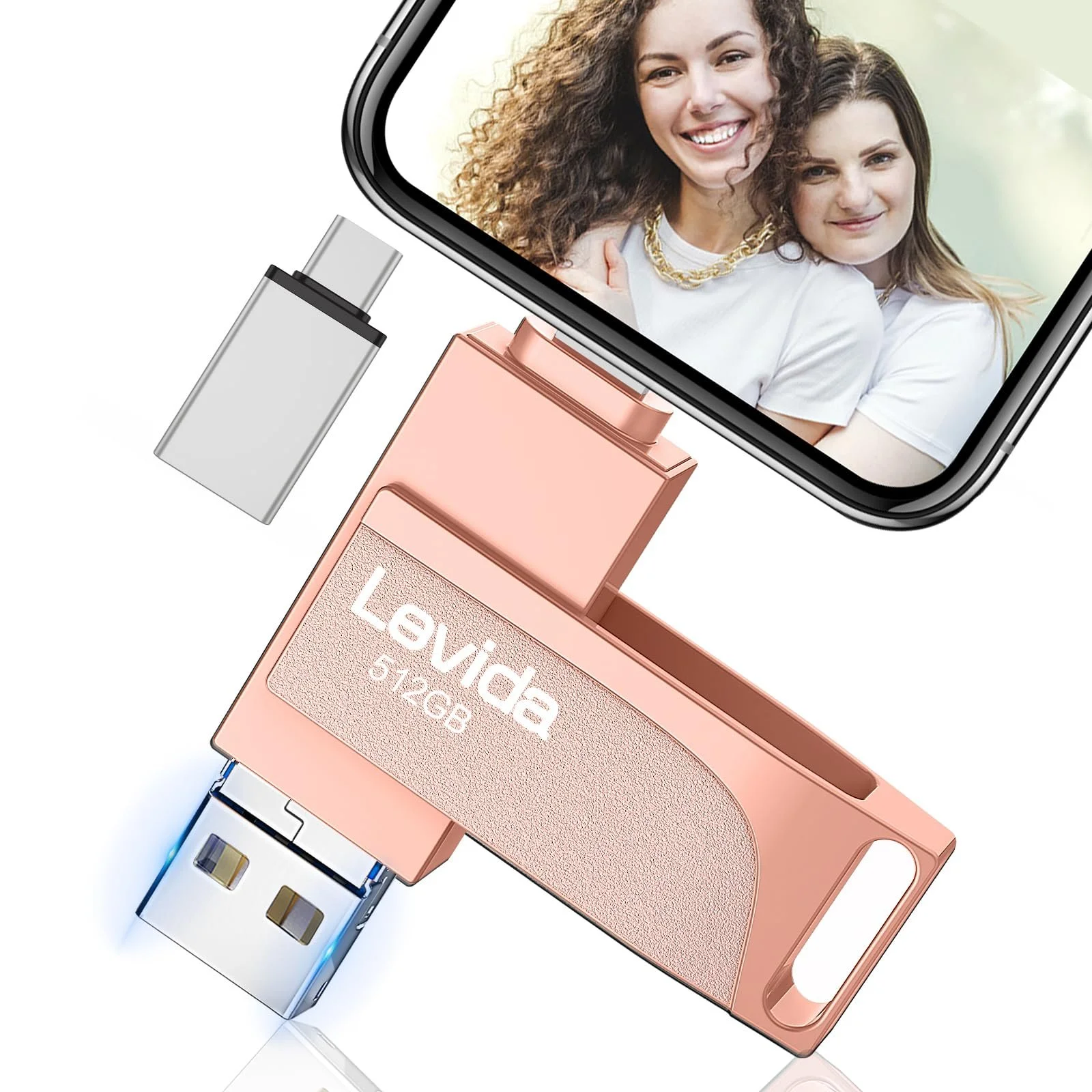 USB-накопичувач Levida Photo Stick 4 in 1 3.0 512 GB Light Pink, фото №1 USB-накопичувач Levida Photo Stick 4 in 1 3.0 512 GB Light Pink, фото №1