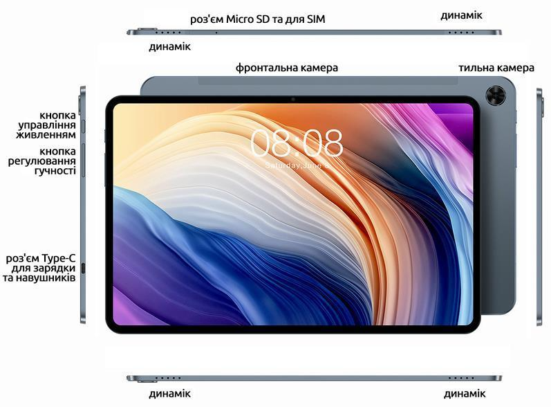 Планшет 10.4" Full HD Teclast T40 Pro 8/128Gb 4G 2-SIM 8 ядер Android 11 7000 mAh Сріблястий, фото №6