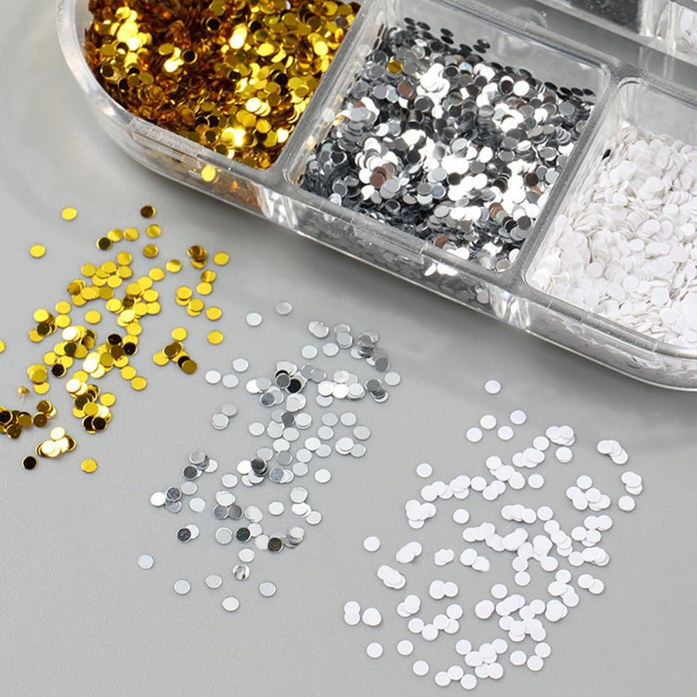 3D блискітки для нігтів Laser Mini Polka Dot, 6 сіток/коробка, фото №3