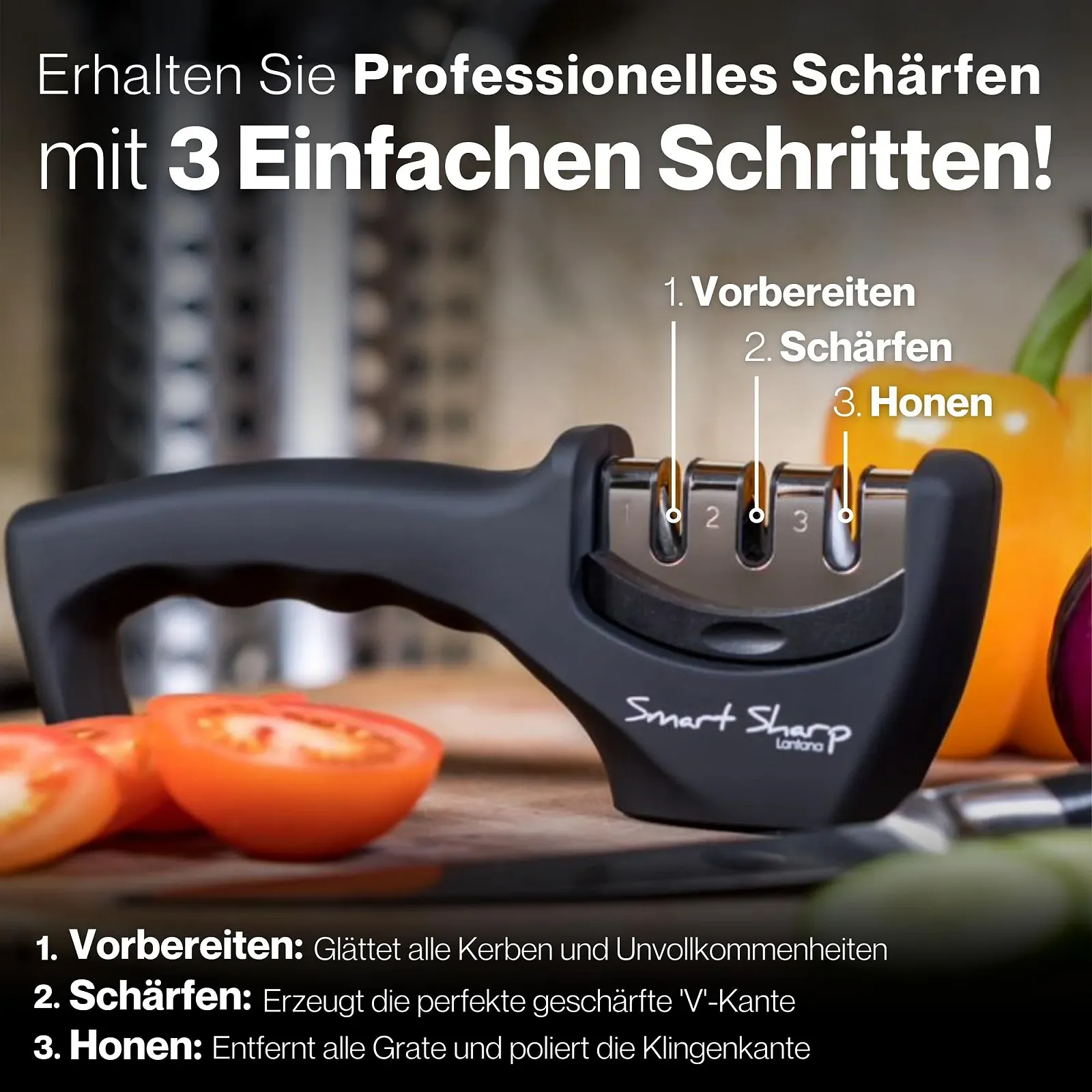 Точило для ножів Lantana Smart Sharp ручне 3-рівневе професійне, фото №2 Точило для ножів Lantana Smart Sharp ручне 3-рівневе професійне, фото №2