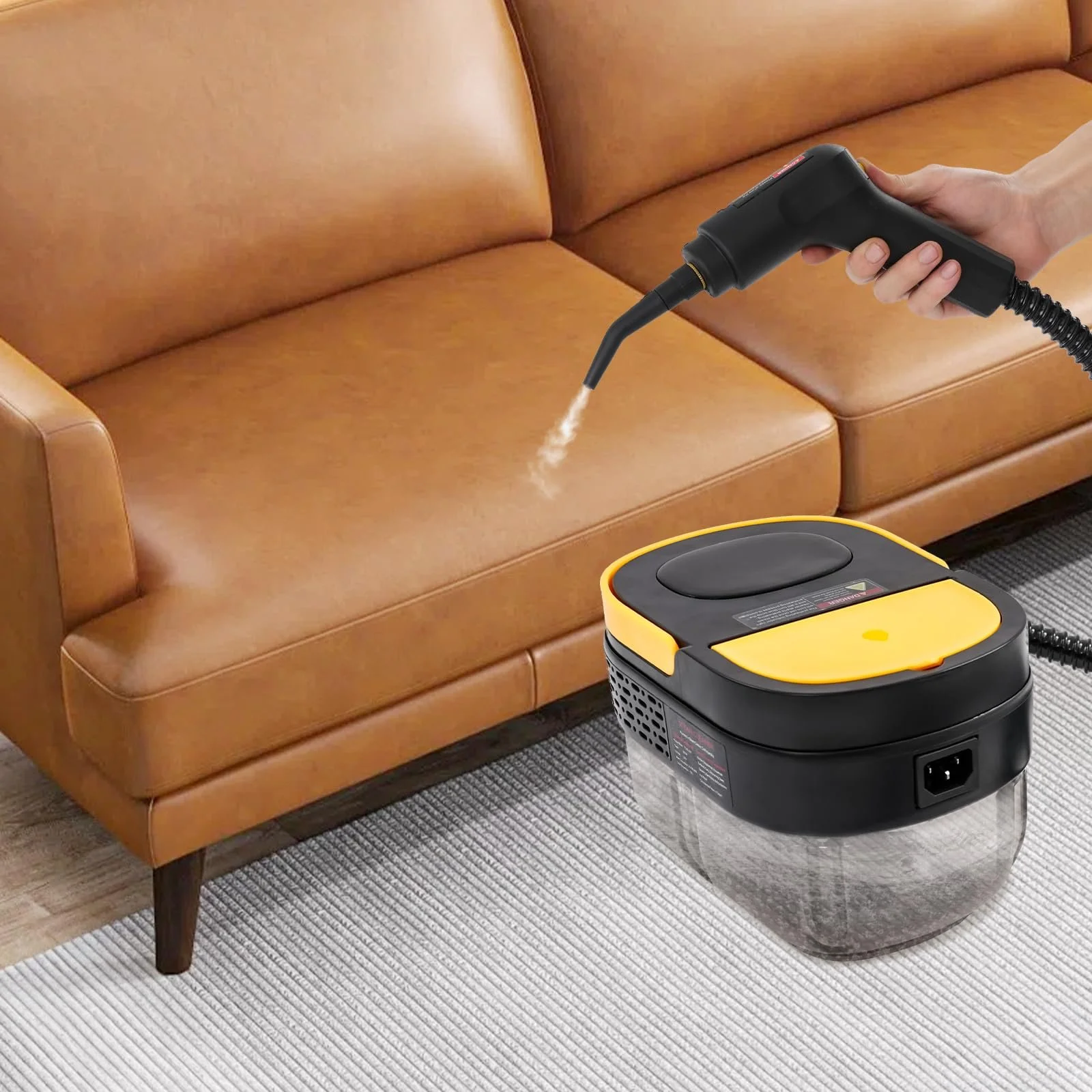 Пароочиститель портативный 1500 Вт 3.0 Бар 1600 мл Черный и желтый, фото №4