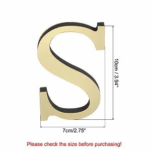 Наклейка на стіну PATIKIL 3D Акрилова дзеркальна літера S Самоклеюча Світле золото synthetic.ua - Фото 1